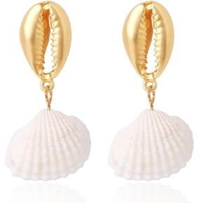 Seashell Earrings,Boho Natural shell Gold Earrings Summer Earrings Beach Chic Women Gift Ocean Jewelry