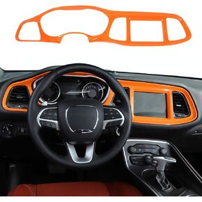 RT-TCZ for Challenger Orange Center Console Dashboard Panel Trim Cover for Dodge Challenger 2015 up Orange Interior Accessories 4pcs