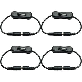 4pcs DC 2.1mm x 5.5mm 5521 Power Supply Adapter Extender Cord,Female to Male Wire with On/Off Power Control for CCTV Security Camera,DVRs and More Devices-30cm/0.98ft (Black)