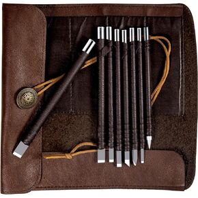 8 Pcs Tungsten Steel Chisel, Metal Engraving Tools, Chisel Set with Leather Sheath for Woodworking, Stone, Seal, Bamboo and Soft Limestone Carving
