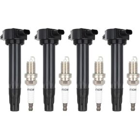 ECCPP UF-557 4 ignition coils with 4 iridium Spark Plugs for Dodge for Jeep Caliber Patriot Compass 1.8L 2.0L 2.4L IC637 UF557 C1587