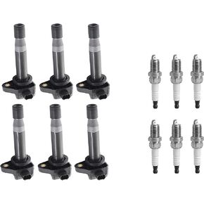 ENA UF603 Ignition Coils Pack and 97390 Iridium Spark Plug 2009-2017 Compatible with Acura Honda Accord Crosstour Odyssey RL TL TSX V6 3.5L 3.7L for 5C1722 IC727 C1665 30520R70A01 Set of 6