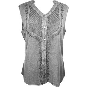 Agan Traders Sleeveless Embroidered Blouses for Women - Summer Fashion Bohemian Tops - Women's Blouses Tank Tops