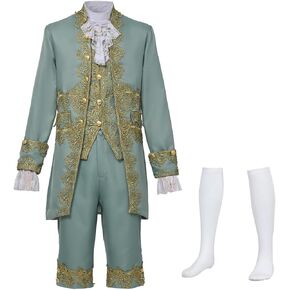 Mens Victorian Costume Suit Medieval Rococo Court Style Prince Cosplay Outfit Set Cosplay Fancy Dress