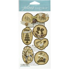 Jolee's Boutique Sticker 3D Wedding Wood Silhouettes On Stick, Multicolor