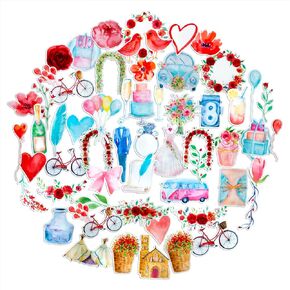 Navy Peony Watercolor Wedding Bundle Stickers (55 Pieces) | Waterproof Decals for Laptops and Phones | Stickers for Scrapbook and Journal