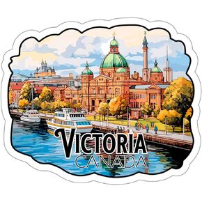 Victoria British Columbia Canada Sticker Travel Outdoors Decal Vinyl Small Waterproof for Water Bottle Mug Passport Book Scrapbook Notebook Laptop Tumbler Skateboard Computer Phone Size 4" Funny Gift