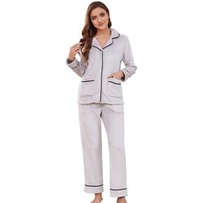 Women Fleece Pajama set,Long Sleeve Soft Comfy Pj Sets.