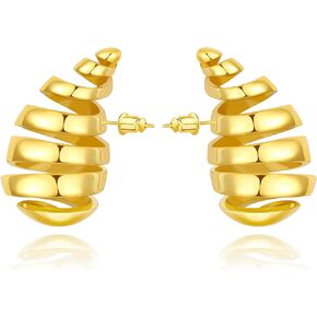 WOWSHOW Chunky Gold Hoop Earrings For Women Lightweight Waterdrop Hoops Earrings with 14K Gold Plated, Hypoallergenic Fashion Jewelry Earrings for Women