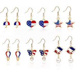 4th of July Earrings for Women American Flag Earrings Independence Day Earrings USA Earrings Red White and Blue Earrings 4th of July Outfits Shirts Accessories