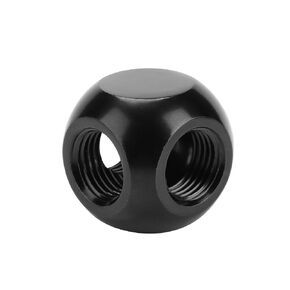 Water Cooling Fitting Connector,2Colors Computer Water Cooling Fitting Spherical Connector G1/4 Threaded 3 Way Brass Adapter,Threaded Water Cooling Adapter for PC Water Cooling System(Black)