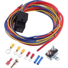 X AUTOHAUX 1 Set Universal Electric Fuel Pump Relay Kit Fuel Pump Wiring Harness 30 AMP 100 inch Long Wires for Engine Cooling Fan