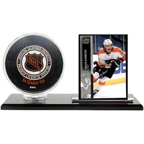 Acrylic Hockey Puck and Card Display Case | Acrylic Holder | Black Base and Clear Viewing Display Case | Protection & Elegant Design