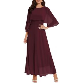 Women Sleeveless Cape Dress with Chiffon Overlay Lace Wedding Guest Cocktail Party Gowns Dress