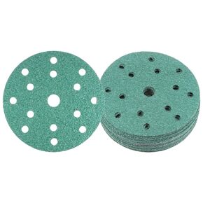 50pcs Green Film Sanding Discs - [6 Inch 400 Grits 15 Hole ] Round Aluminum Oxide Hook & Loop Wet Dry Sander Pads for Wood Metal Polishing Use| Zirconium Corundum Sandpaper