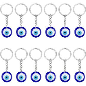 20 Pieces Evil Eye Keychain, Charms Pendants Crafting Glass Keychain with Keyring Hanging Ornament Jewelry Accessories Good Luck Keychain Amulet Car Keychains for Purse Backpack Ornaments