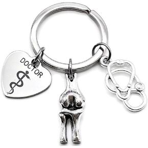 Doctor Keychain Orthopedist Keychain Orthopedic Surgeon Orthopedic Specialist Stethoscope Knee Bone Spine Skeleton Charm Doctor Charm Doctor Gift Bone Doctor Key Ring