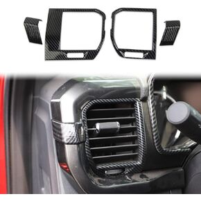 Korlot Carbon Fiber Air Vent Cover AC Outlet Trim kit Interior for Ford F150 2021+