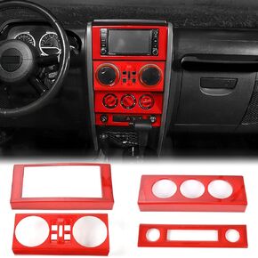RT-TCZ ل رانجلر JK لوحة القيادة غطاء لوحة الكسوة ديكور ل جيب رانجلر JK JKU 2007-2010 الأحمر الداخلية اكسسوارات 4 قطعة in Kuwait