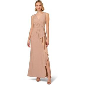 Adrianna Papell Women's Metallic Knit Draped Gown in Kuwait