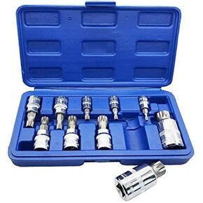 XZN Triple Square Spline Bit Socket Set 12 Point Tamper Proof 1/2 1/4 and 3/8 Inch Drive,4mm-18mm,S2 Steel,10 Pieces