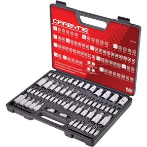 CARBYNE Master Torx Bit Socket Set & External Torx (eTorx, Female Torx) Socket Set, 62 Pieces | Includes Torx T6-T70, Tamper TT6-TT70, Torx Plus TP8-TP60, E4-E24| S2 Bits, CrV Sockets, Durable Case