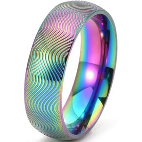 Jude Jewelers 7mm Stainless Steel Ocean Wave Style Holiday Summer Beach Wedding Band Ring