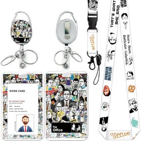 ID Badge Holder with Lanyard and Retractable Badge Reel Clip, Vertical ID Card Protector with Breakaway Lanyard, Funny The Office Gifts for Coworkers, Students, Friends (Style - H)