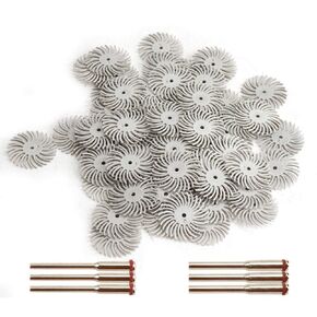 30Pcs 1 inch Bristle Disc Kit with 3Pcs 2.35mm / 3mm Shank Mandrels for Rotary Tools,25mm Detail Abrasive Wheel Radial Bristle Buffing Wheel for Jewelry Wood Metal Polishing 80 Grit