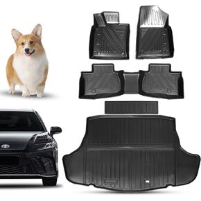 Floor Mats 2 Row and Cargo Liner Compatible with 2012-2017 Camry All Weather Rubber Floor Liners Black (FWD Only Models Only) (No Hybrid)