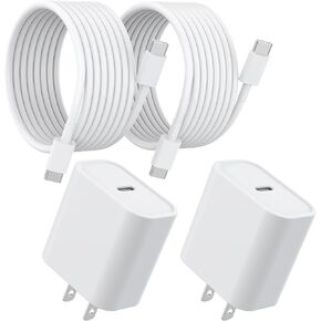 USB C Charger for iPhone 15 Charger, 2 Pack 20W PD USB C Fast Charger Plug with 6FT USB C to C Cable for iPhone 15/15 Plus/15 Pro/15 Pro Max, iPad Pro/Air/Mini Type C Series and more