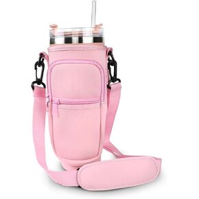 Water Bottle Carrier Bag With Phone Pocket Handle for Stanley 40 Oz Tumbler Cup Accessories with Adjustable Shoulder & Hand Strap(PINK) in Saudi Arabia