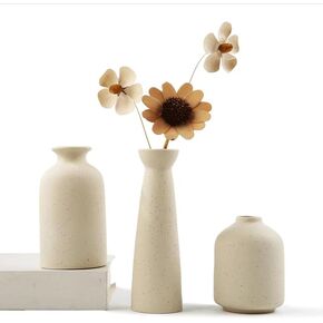 Modern Farmhouse Home Decor Small Vase Set, Ceramic Vase Home Decor, Bohemian Decorative Vase, Neutral Decorative Vase Pampas Grass and Dried Flowers, Living Room, Dining Table Decorative Flower Vase in Kuwait