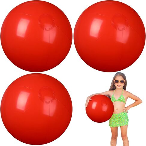 4 Pcs 12 Inch Solid Red Beach Balls Inflatable Beach Balls Bulk Large Blow up Pool Game Toys for Summer Beach in Kuwait