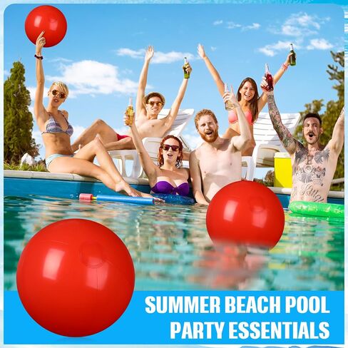 4 Pcs 12 Inch Solid Red Beach Balls Inflatable Beach Balls Bulk Large Blow up Pool Game Toys for Summer Beach in Kuwait