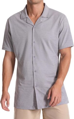 Men's Casual Button Down Shirts Short Sleeve Summer Cuban Vacation Beach Shirts in Saudi Arabia