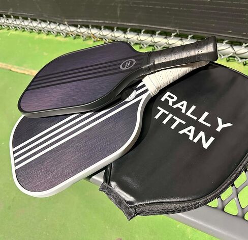 مجداف بيكلبول | سطح من ألياف الكربون المزخرفة T300 | قلب مركب من مادة البولي بروبيلين على شكل قرص العسل | قبضة وسادة | مجداف فردي بغطاء من رالي تيتان للرجال والنساء in Kuwait