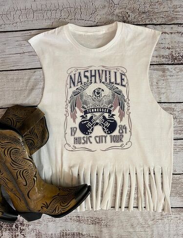DOLITEAN The Wild West at Its Best Tanks Top Women Western Rodeo fringe Vests Tee Vintage Cowboy Sleeveless Shirts Top in Saudi Arabia