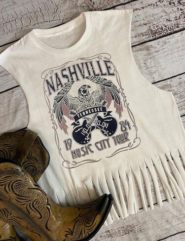 DOLITEAN The Wild West at Its Best Tanks Top Women Western Rodeo fringe Vests Tee Vintage Cowboy Sleeveless Shirts Top in Saudi Arabia