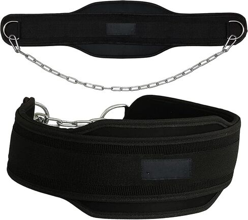 Dip Belt For Weightlifting - 37'' Chain Pull Ups Belt, 550lbs Weight Capacity Heavy Duty Steel Chain For Added Weight Training Squat, Weight Lifting, Workout, Fitness, Crossfit in Kuwait
