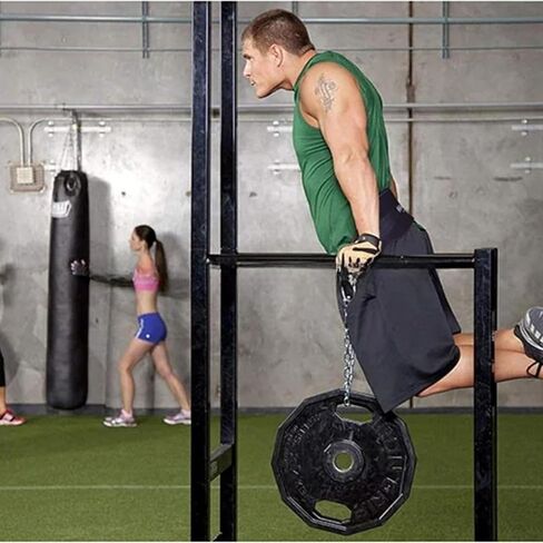 Dip Belt For Weightlifting - 37'' Chain Pull Ups Belt, 550lbs Weight Capacity Heavy Duty Steel Chain For Added Weight Training Squat, Weight Lifting, Workout, Fitness, Crossfit in Kuwait