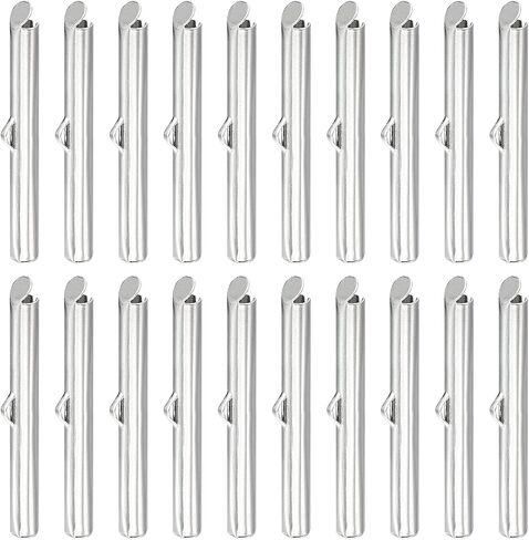 uxcell 120Pcs Slide on End Clasps, 40mm Tube Ball Bead Slider Crimp Ends for Multi-Strand DIY Craft Making, Silver White in Saudi Arabia