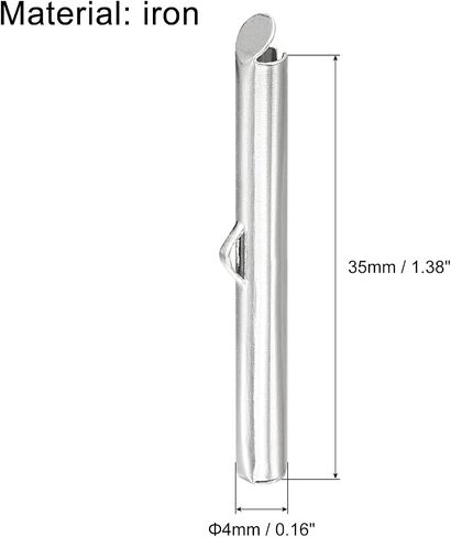 uxcell 120Pcs Slide on End Clasps, 40mm Tube Ball Bead Slider Crimp Ends for Multi-Strand DIY Craft Making, Silver White in Saudi Arabia