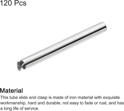 uxcell 120Pcs Slide on End Clasps, 40mm Tube Ball Bead Slider Crimp Ends for Multi-Strand DIY Craft Making, Silver White in Saudi Arabia