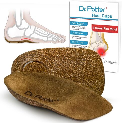 Heel Cups for Plantar Fasciitis Relief, Cork Heel Cushions for Heel Pain and Achilles Tendonitis Relief, Heel Insert Provide Support for Men & Women (Large W9-13 | M8-13) in Saudi Arabia