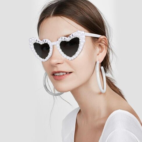 Bride Sunglasses for Bachelorette White Heart Glasses for Bride to Be Gift, Bachelorette Accessories Party Favors in Saudi Arabia
