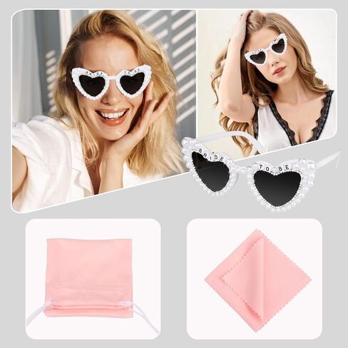 Bride Sunglasses for Bachelorette White Heart Glasses for Bride to Be Gift, Bachelorette Accessories Party Favors in Saudi Arabia