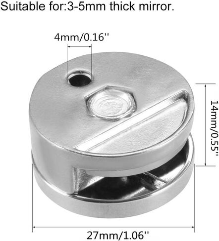 HAN SHENG 12 Pcs Mirror Clip Set Glass Clips Clamps Holder Round Shape Wall-Mounted Mirrors Bracket Bathroom Mirrors Supporting Sheet Nail Dresser Mirror Fixed Fitting for 6-7mm Thick Mirror (20mm) in Saudi Arabia