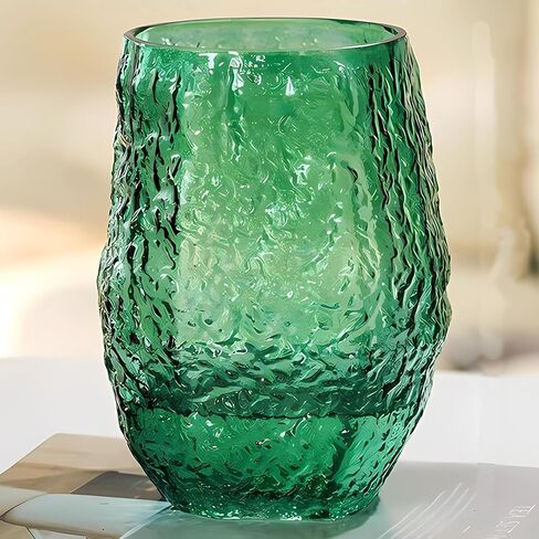 Irregular Shaped Flower Vase 8 inch Thickened Glass Vase for Centerpiece,Dinner Table,Office Desktop,Bathroom,Countertop,Home Christmas Day Decoration,Clear in Saudi Arabia