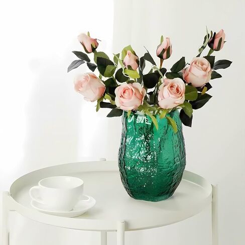 Irregular Shaped Flower Vase 8 inch Thickened Glass Vase for Centerpiece,Dinner Table,Office Desktop,Bathroom,Countertop,Home Christmas Day Decoration,Clear in Saudi Arabia